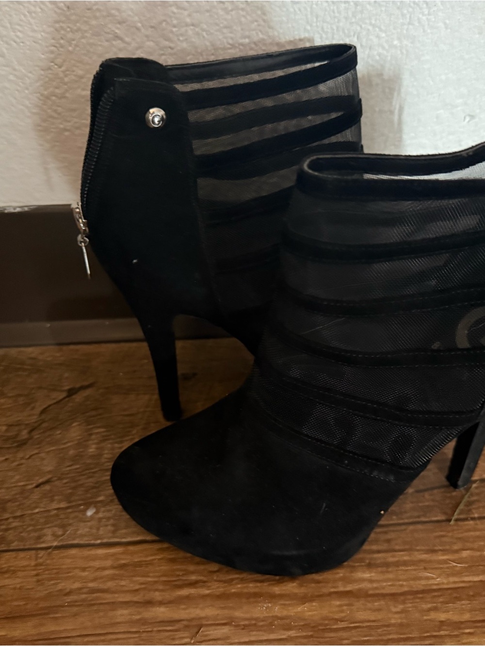 Guess Black Mesh and Suede Ankle Booties
